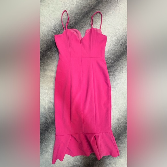 Do + Be Fuchsia Pink Sleeveless Side Ruffle Sweetheart Frill Midi Dress Small S - Picture 7 of 8